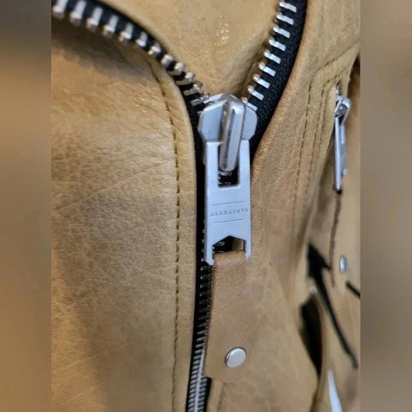 ALLSAINTS (RARE) Sarana Lace Up Moto Zip BuckleBrown Biker Leather Jacket(4) - Picture 11 of 14